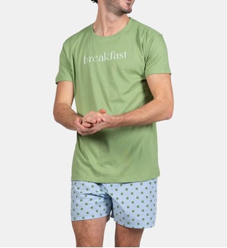 Pyjaméricain en jersey et popeline de coton - Kiwi - Arthur - Bleu