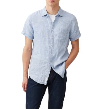 Chemise slim en lin manches courtes Palm Beach - Rodd & Gunn - Denim