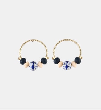 Boucles d'oreilles rondes perles céramique bleu - Balaboosté - Bleu