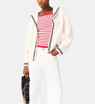 Cardigan torsadé avec col bateau - Maje - Écru