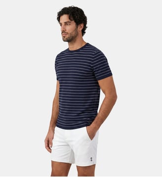 T-shirt en maille à fines rayures - Ron Dorff - Bleu marine
