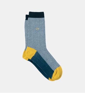 Chaussettes en coton peigné chevrons - Billybelt - Vert et blanc