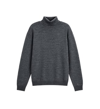 Pull col roulé tricot 100% laine - Ikks - Gris foncé