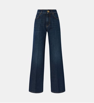 Jean wide leg à pli marqué - Pinko - Délavage foncé