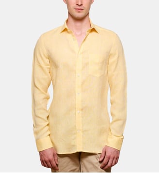 Chemise en lin jaune coupe droite - Atelier Privé - Jaune