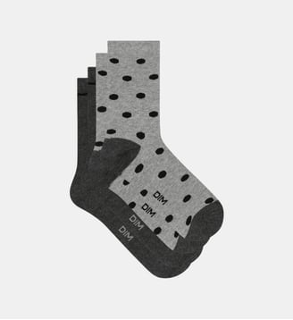Lot de 2 paires de chaussettes Coton Style - Dim - Gris