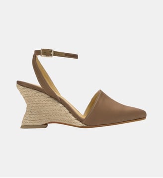 Espadrilles compensées en satin à bride JUDI - Castaner - Moka