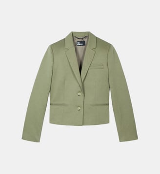 Veste de tailleur courte en lin et coton - The Kooples - Kaki