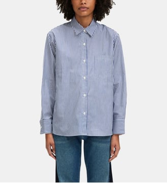 chemise rayée en popeline - ursy - Pablo - Bleu grisé
