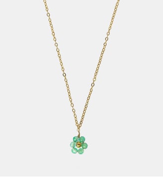Collier  Mini Maya avec fleurs à pierres fines - Les Cléias - Fluorine verte