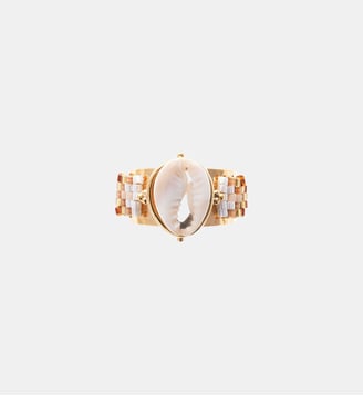 Bague réglable cabochon coquillage et perles tissées ZENITH - Hipanema - Blanc