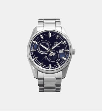 Montre automatique Stretto Bleu foncé RA-AK0315L30B - Orient - Argenté