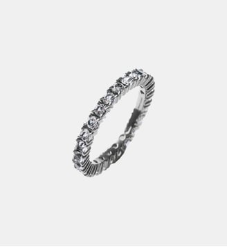 Bague Rivière en argent 925 avec finition gunmetal et topazes blanches - Aristocrazy - Argenté