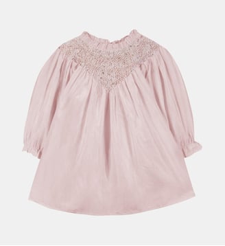 Robe - Rosée soie smocks perles - Tartine Et Chocolat - Rose pâle