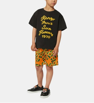 Bermuda imprimé satin de coton - Kenzo Kids - Orange
