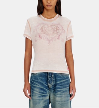 T-shirt en jersey avec strass et burnout effect Diesel