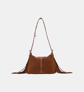 Sac Miss M mini en suède surpiqué - Maje - Marron clair