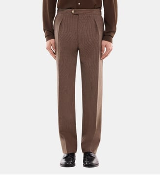 Pantalon en laine à micro-motif - Fursac - Mocha