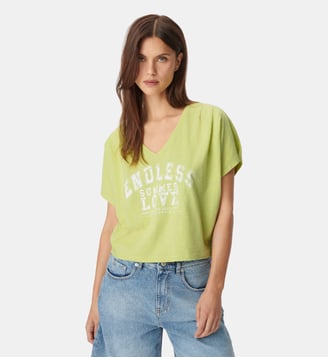 Tee-shirt col V à message Ikks