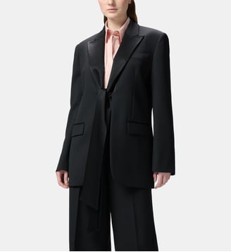Blazer oversize en laine avec col en satin - Pinko - Noir