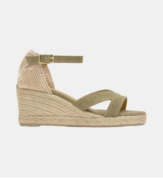 Sandales espadrilles compensées Bruna coton bio
 - Castaner - Kaki clair