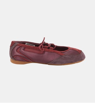 D-Mile - Ballerines à lacets en cuir et mesh - Diesel - Bordeaux