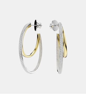 Anneaux d'oreilles Hyperbola, Medium, Finition mix de métal - Swarovski - Blanc