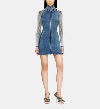 Robe courte à col roulé en maille indigo - Diesel - Bleu