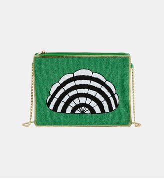 Sac pochette avec broderie coquillage DIENA - Wild - Vert
