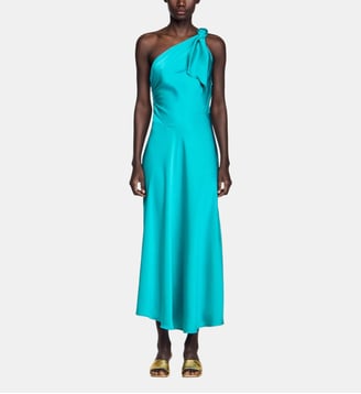 Robe longue satinée à nœud - Sandro - Vert