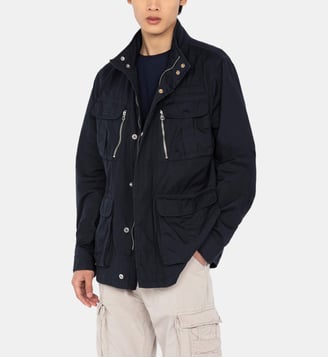Veste droite en coton léger - Schott - Bleu marine