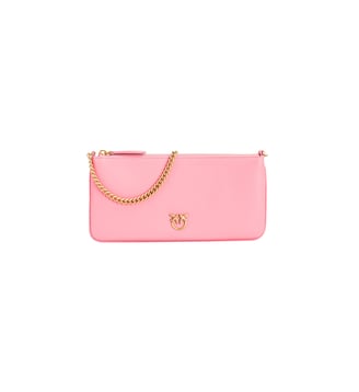 Horizontal flat bag en cuir - Pinko - Gris clair