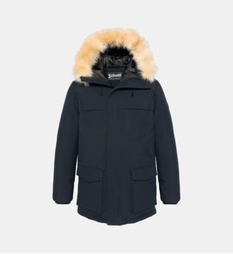Parka à capuche effet fourrure amovible - Schott - Marine