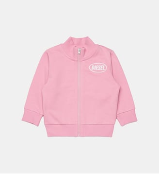Sweat à fermeture zippée intégrale avec logo - Diesel Kids - Rose vif