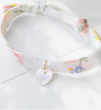 Bracelet - cœur imprimé fleuri - Tartine Et Chocolat - Blanc