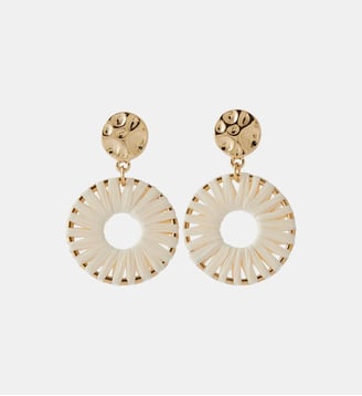Boucles d'oreilles rondes tissées en raphia ivoire - Balaboosté - Ivoire