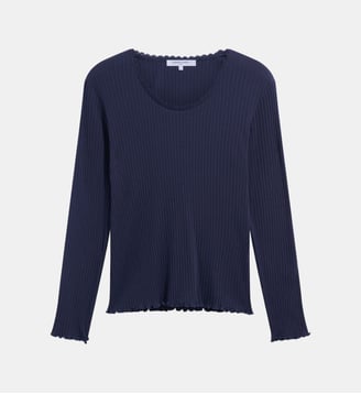 T-shirt dentelle en coton et modal - BONA - Gerard Darel - Indigo
