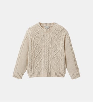 Pull torsadé avec laine Fille - Cyrillus - Écru chiné