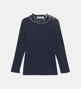 T-shirt -  coton col volanté - Tartine Et Chocolat - Marine