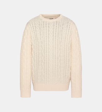 Pull col rond en maille torsadée - Schott - Écru