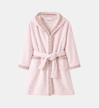 Peignoir enfant en éponge et tissu Liberty - Cyrillus - Rose pâle
