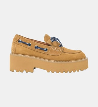 Mocassins bateau suède à plateforme - Maje - Caramel