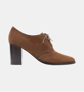 Flint - Derbies En Cuir Chèvre Velours Cognac Parallèle