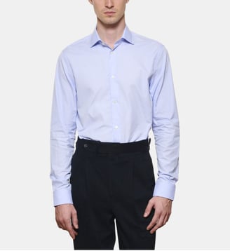 Chemise ciel à rayures blanches coupe droite - Atelier Privé - Bleu ciel