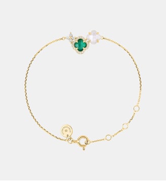 Bracelet, agate verte, diamants, nacre blanche, or jaune - Morganne Bello - Or jaune