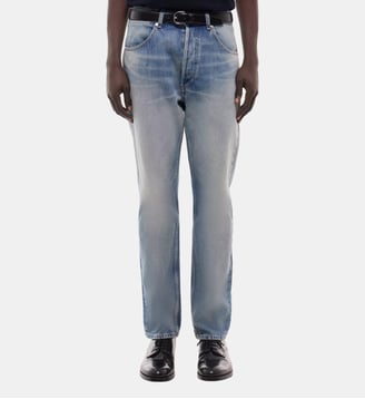Pantalon 5 poches en denim faux uni Fursac