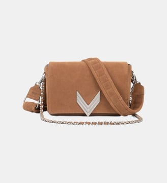 Sac à main en cuir velours 111 STATEN ISLAND - Ikks - Caramel foncé