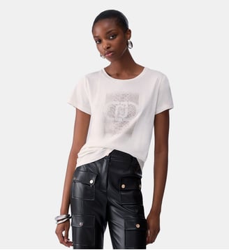 T-shirt avec logo - Liu Jo - Blanc et imprimé croco