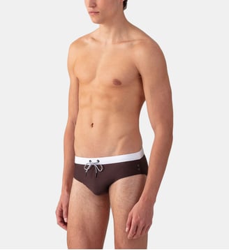 Slip de bain à ceinture blanche - Ron Dorff - Marron