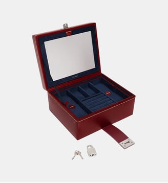 Boîte à bijoux moyen modèle en cuir - Le Tanneur - Rouge foncé